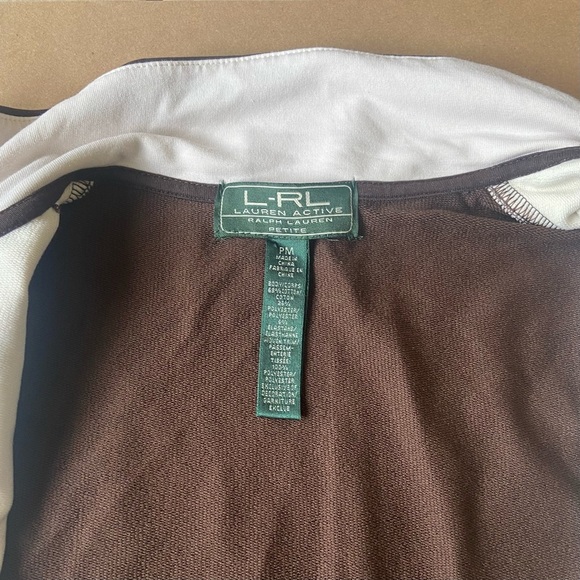 Lauren Ralph Lauren Active Women's Size Petite Med Track Jacket Off White/Brown - Picture 11 of 15